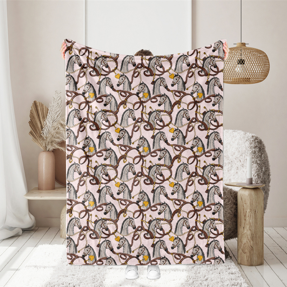 Seamless Pattern with Horse Head and Belts - Custom Print Fabrics