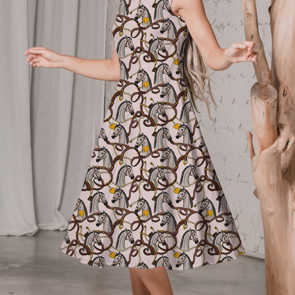 Seamless Pattern with Horse Head and Belts - Custom Print Fabrics