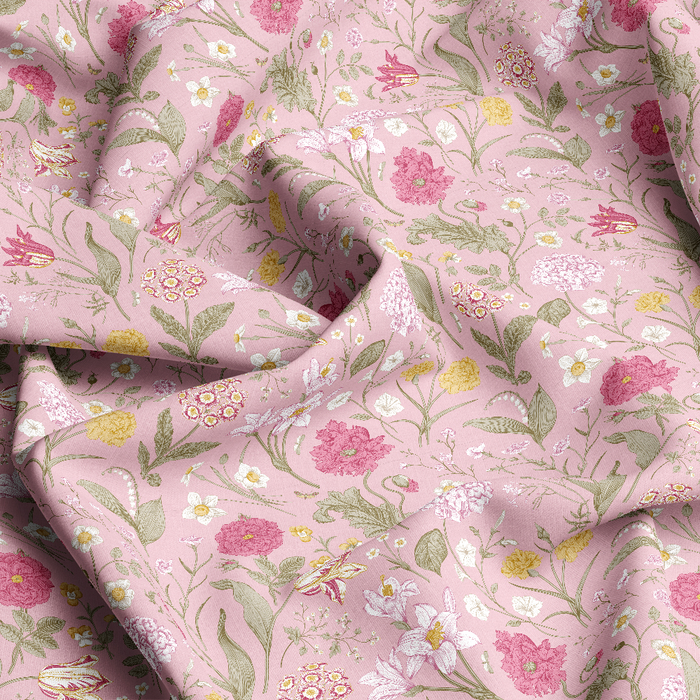 Blush Pink Shabby Chic Classic Floral – Custom Print Fabrics