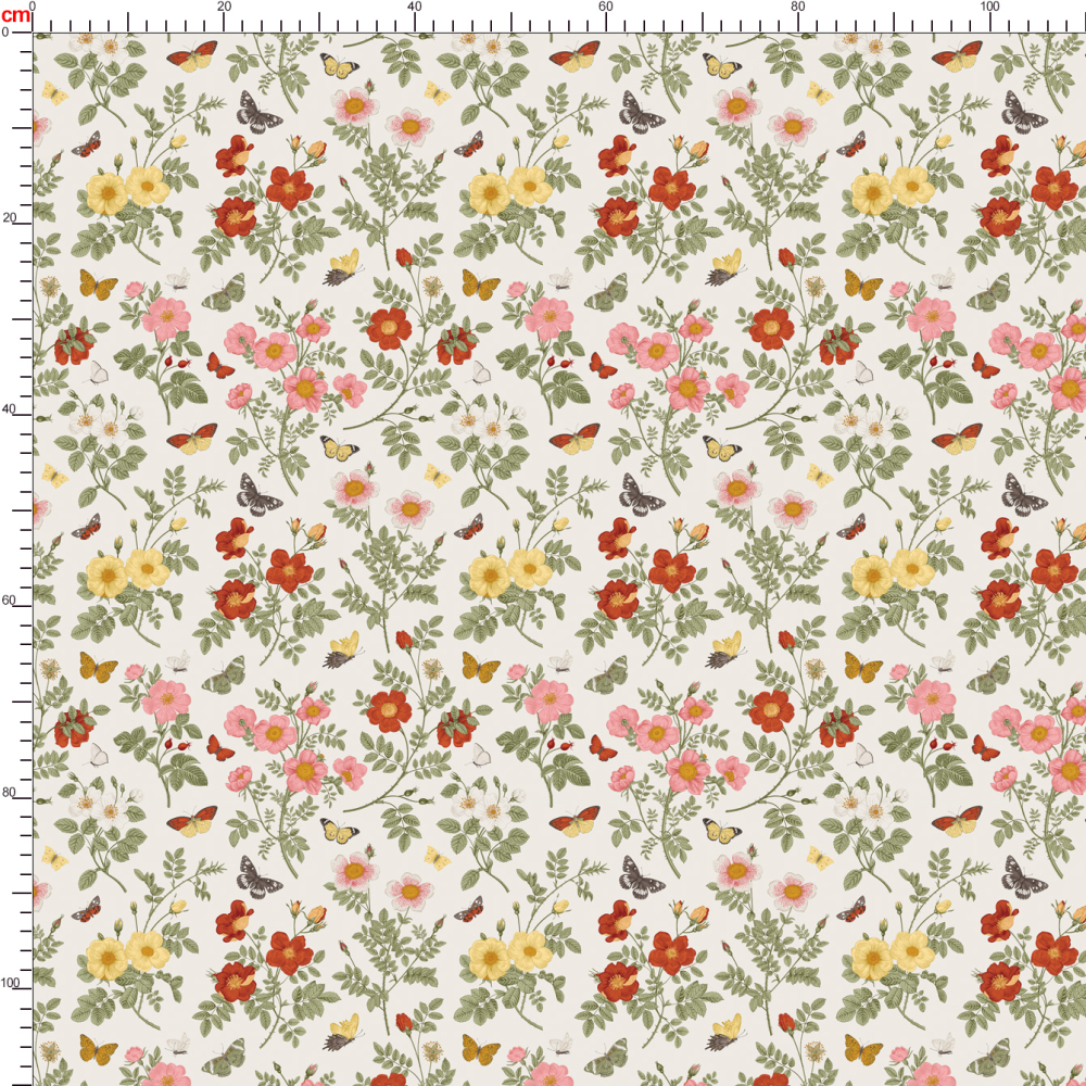 Vintage Wild Rose and Butterfly Pattern – Custom Print Fabrics