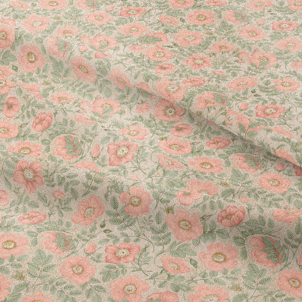 Vintage Pink Wild Rose Botanical Pattern – Custom Print Fabrics