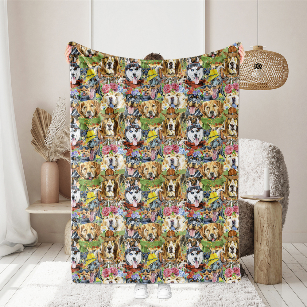 Watercolor Dogs Head Portrait Fabric - Custom Digital Print Fabrics