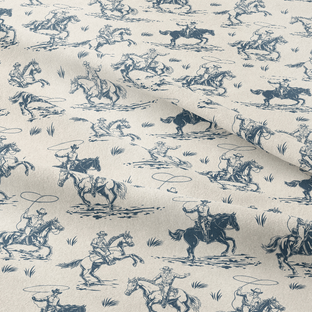 Cowboys Riding Horses Seamless Pattern Dashing Horse Riders Hunting Seamless Patten - Custom Print Fabrics