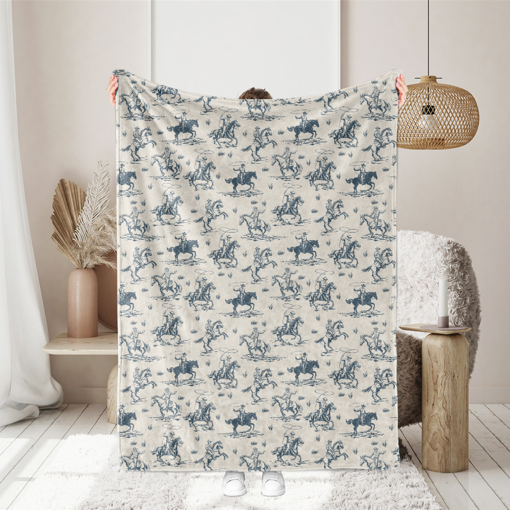 Cowboys Riding Horses Seamless Pattern Dashing Horse Riders Hunting Seamless Patten - Custom Print Fabrics