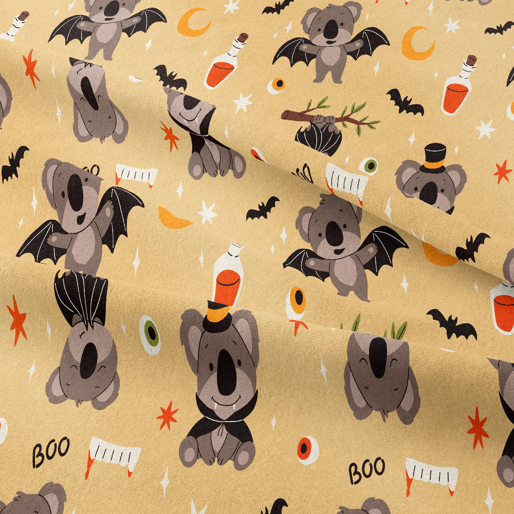 Koala Bat Stars Moon Fabric - Custom Print Fabrics