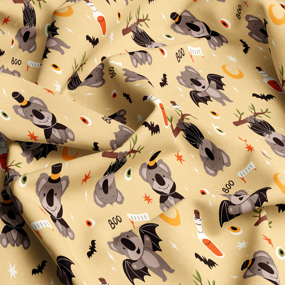 Koala Bat Stars Moon Fabric - Custom Print Fabrics
