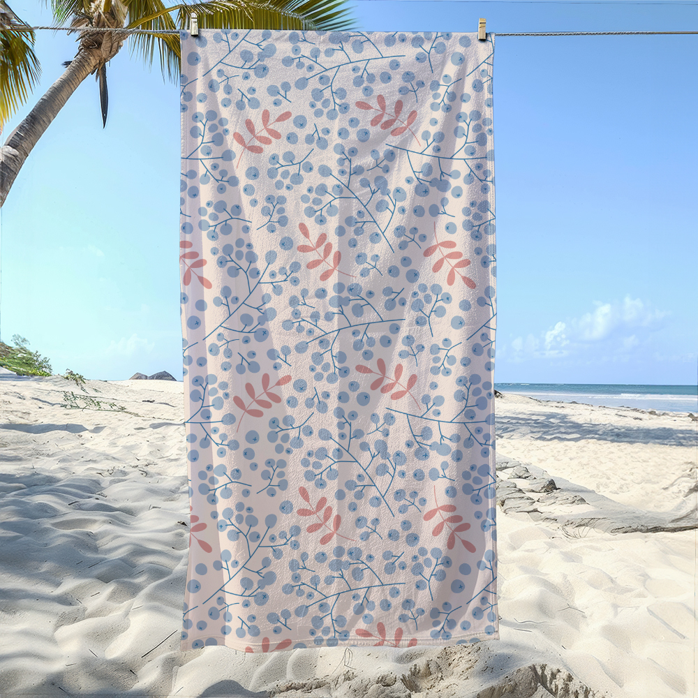 Beach Towel – Christmas Winter Berry Branch Print
