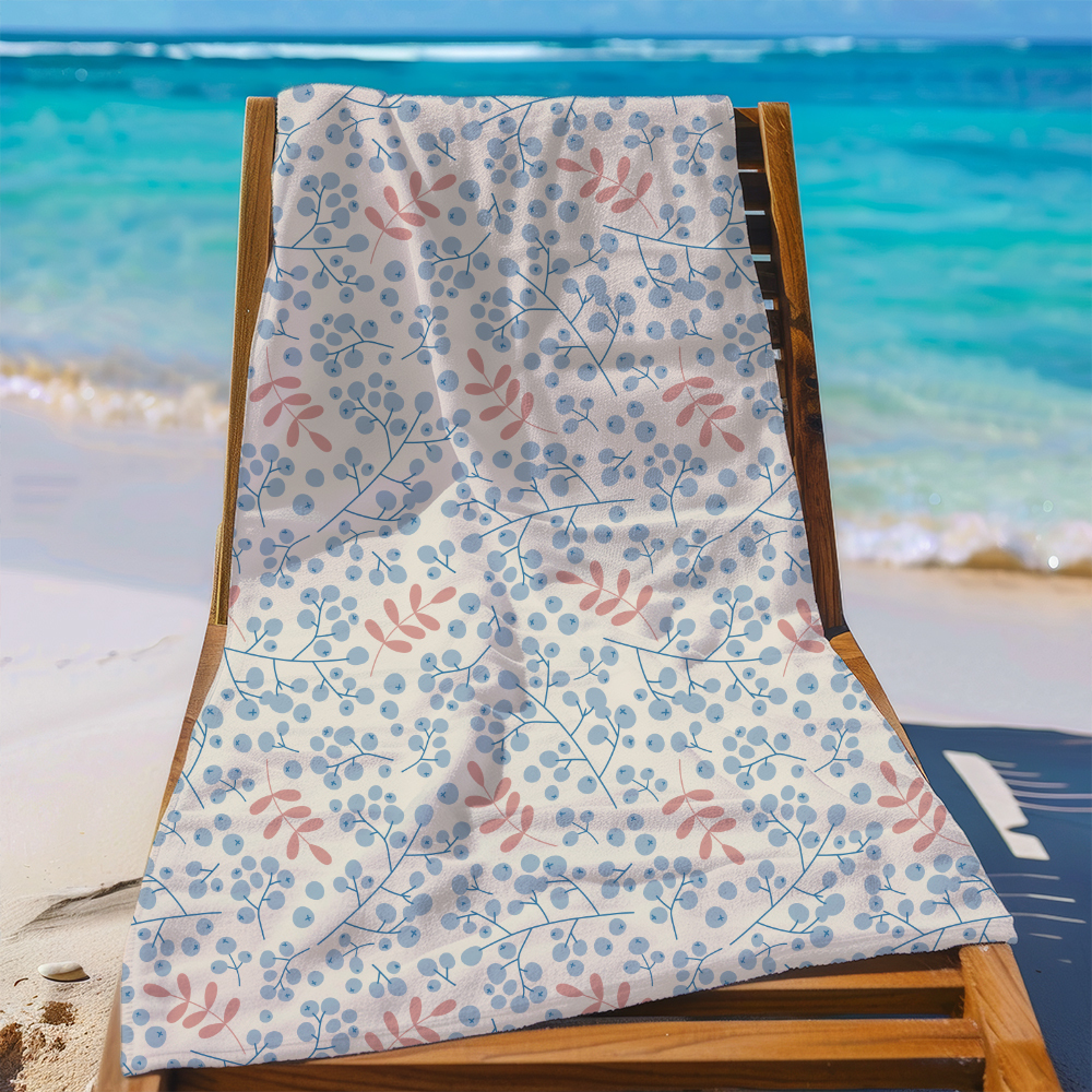 Beach Towel – Christmas Winter Berry Branch Print