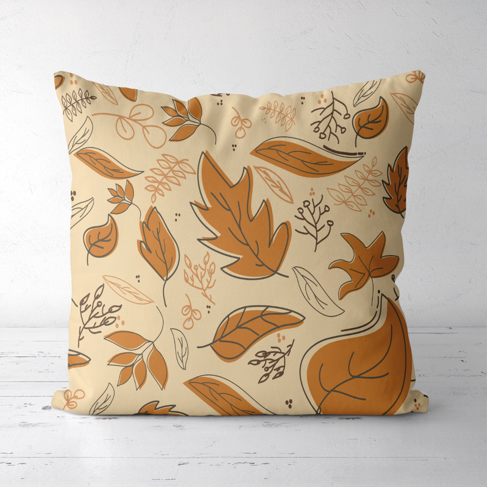 Throw Pillow – Autumn Falling Leaf Botanical Print