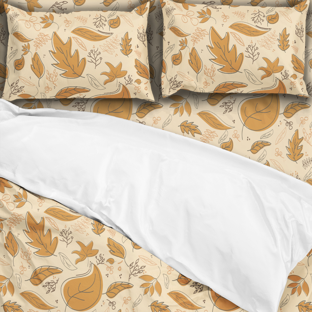 Bedding Set – Autumn Falling Leaf Botanical Print