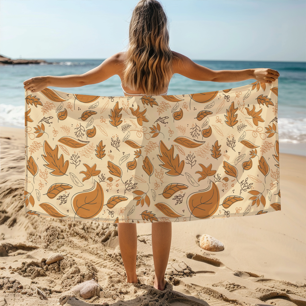 Beach Towel – Cozy Autumn Leaf Botanical Design