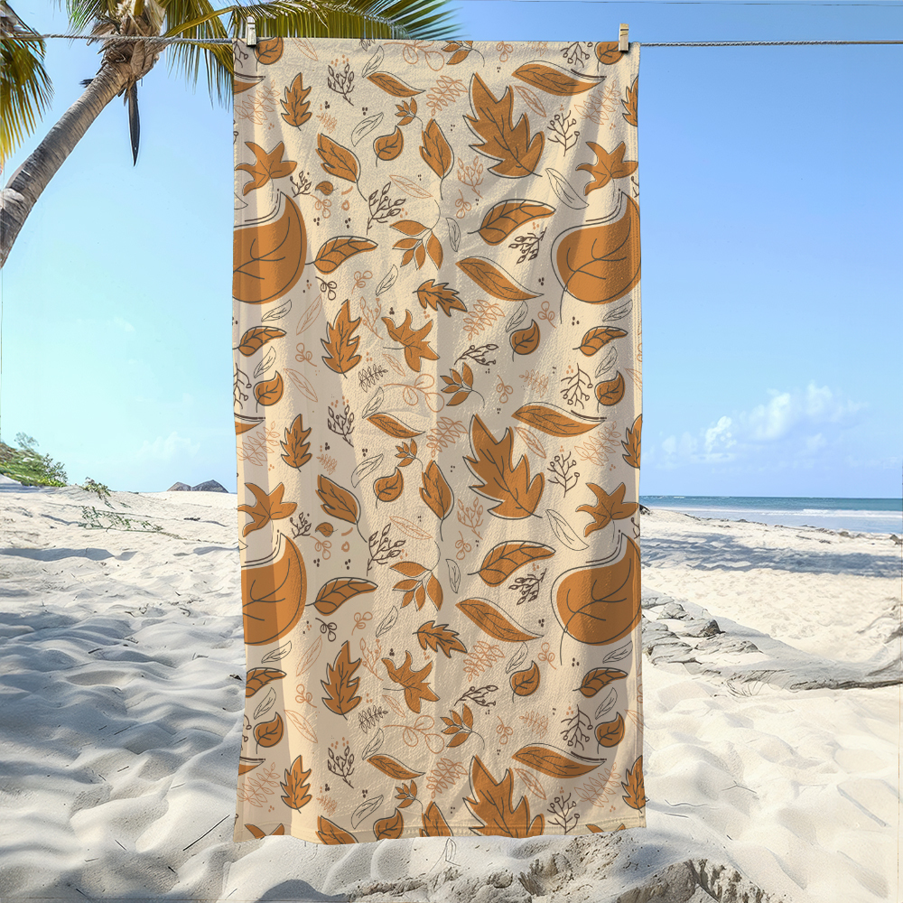 Beach Towel – Cozy Autumn Leaf Botanical Design