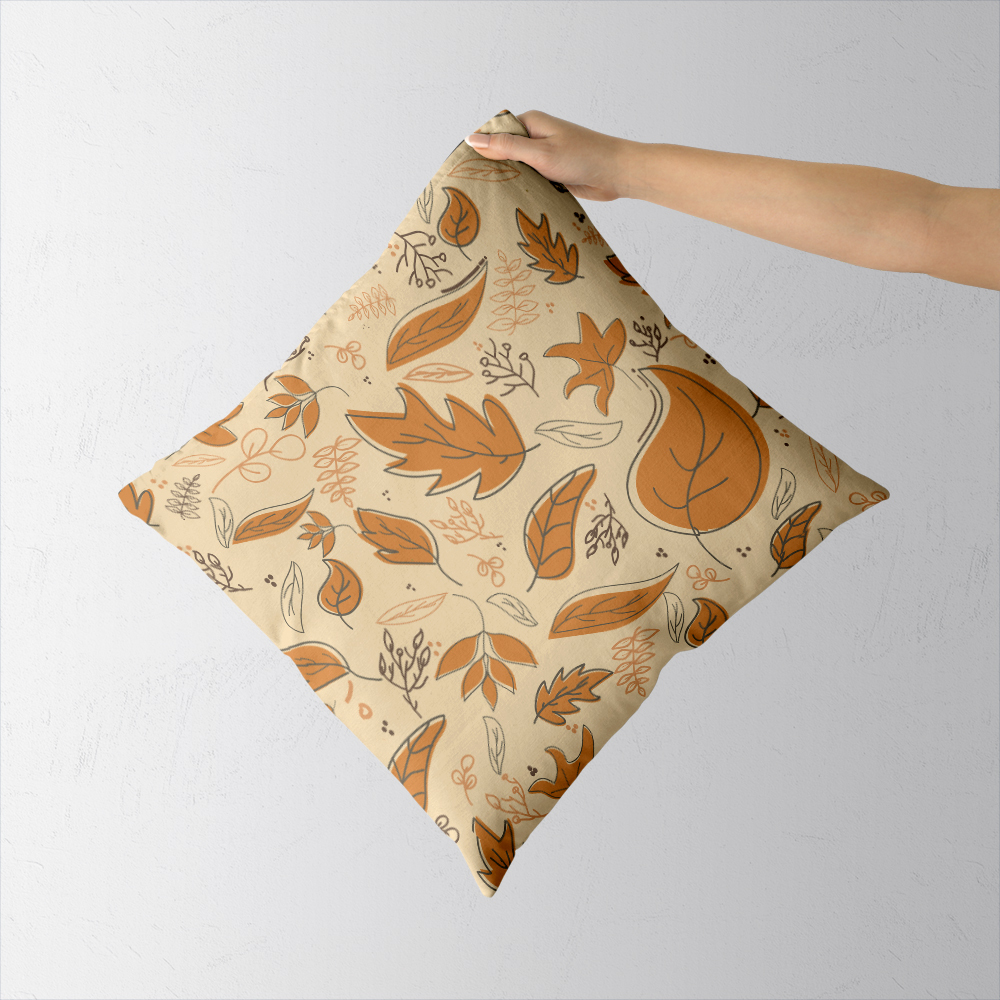 Throw Pillow – Autumn Falling Leaf Botanical Print