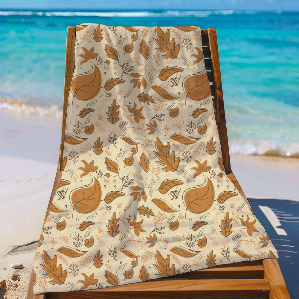 Beach Towel – Cozy Autumn Leaf Botanical Design