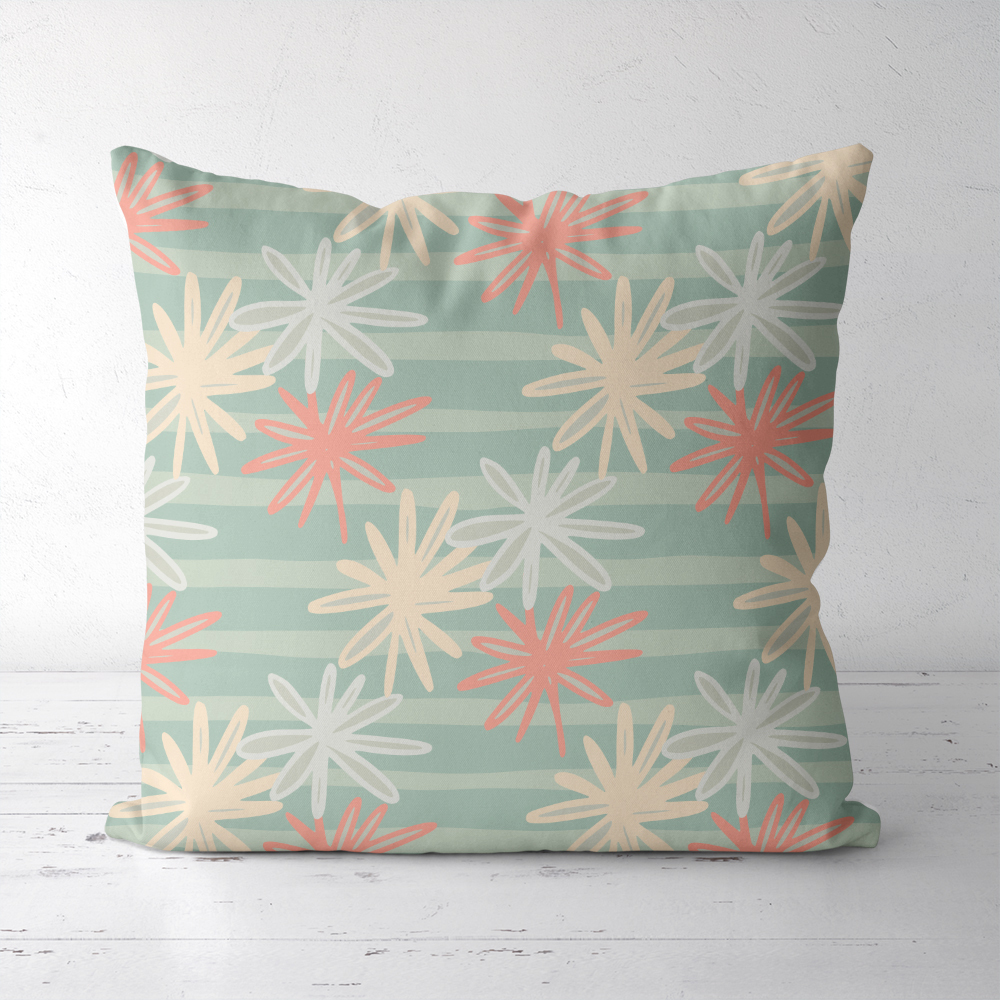 Throw Pillow – Chamomile Silhouette Stripe Print