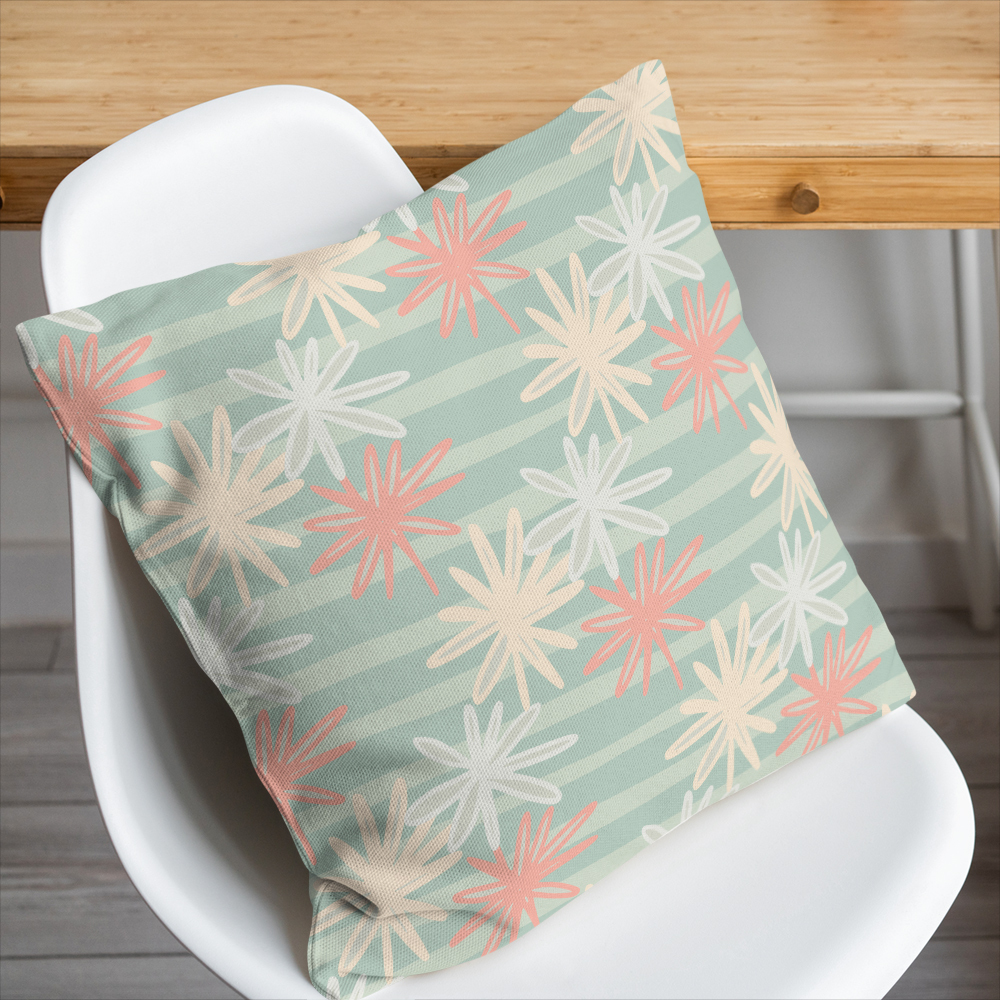 Throw Pillow – Chamomile Silhouette Stripe Print