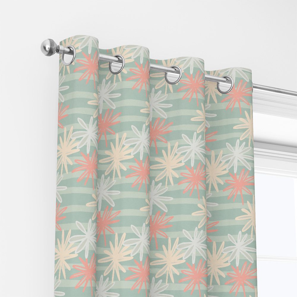Curtain – Chamomile Silhouette Stripe Print
