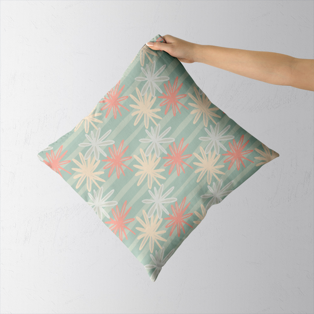 Throw Pillow – Chamomile Silhouette Stripe Print