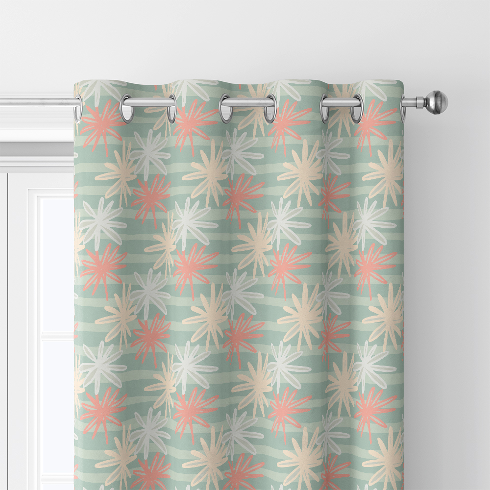 Curtain – Chamomile Silhouette Stripe Print