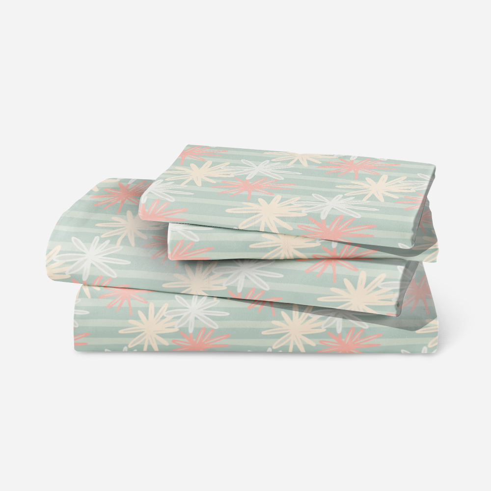Bedding Set – Chamomile Silhouette Stripe Print