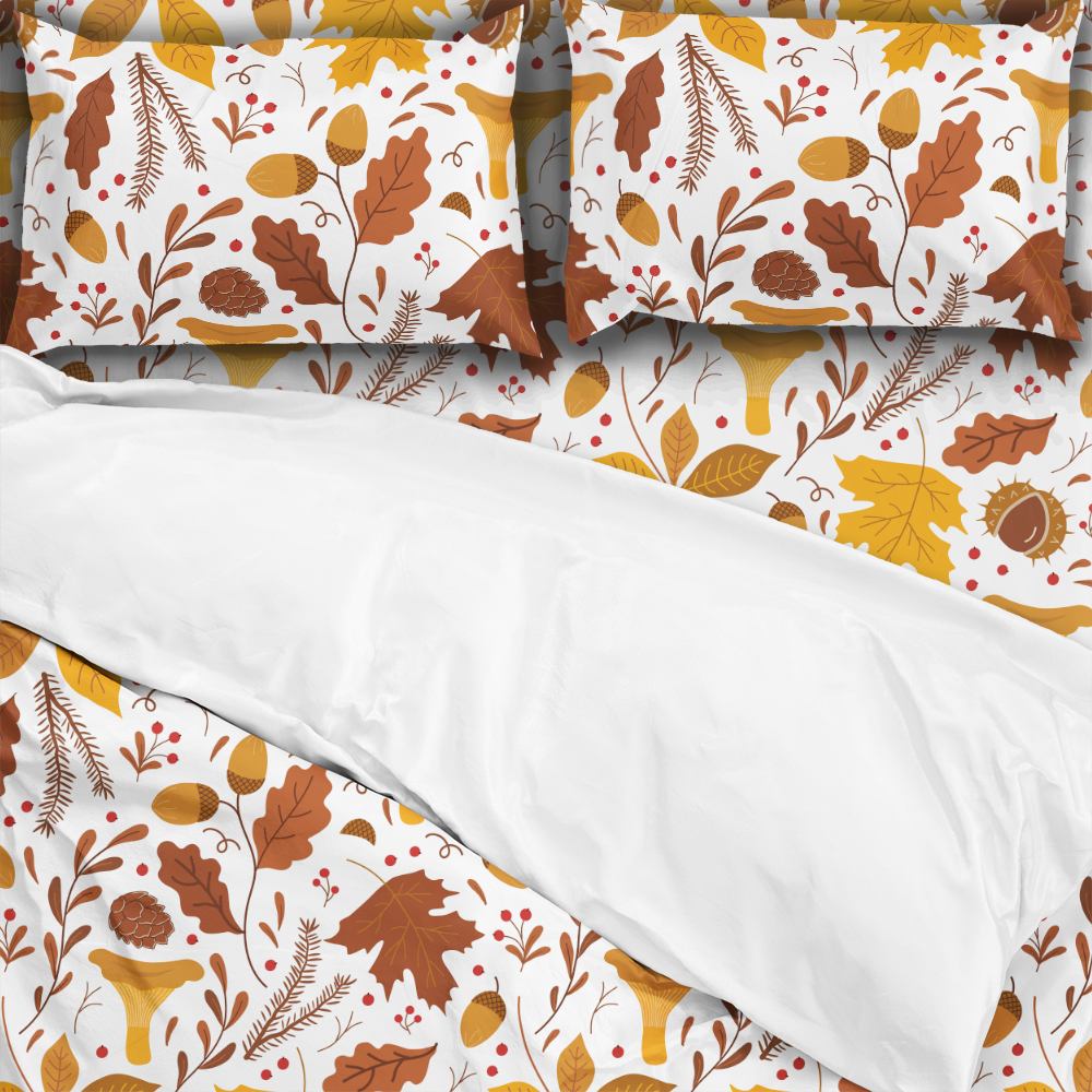 Bedding Set – Autumn Falling Leaf Botanical Print