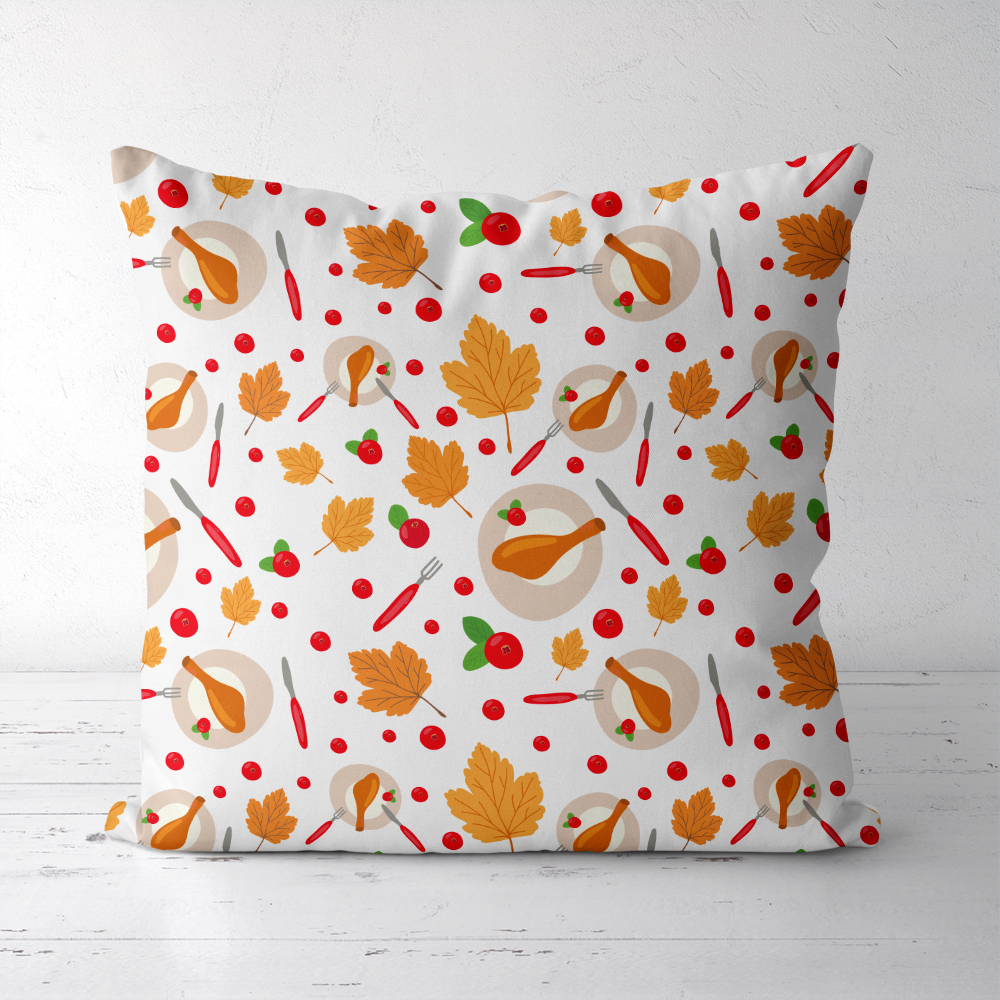 Throw Pillow – Thanksgiving Feast Harvest Pattern