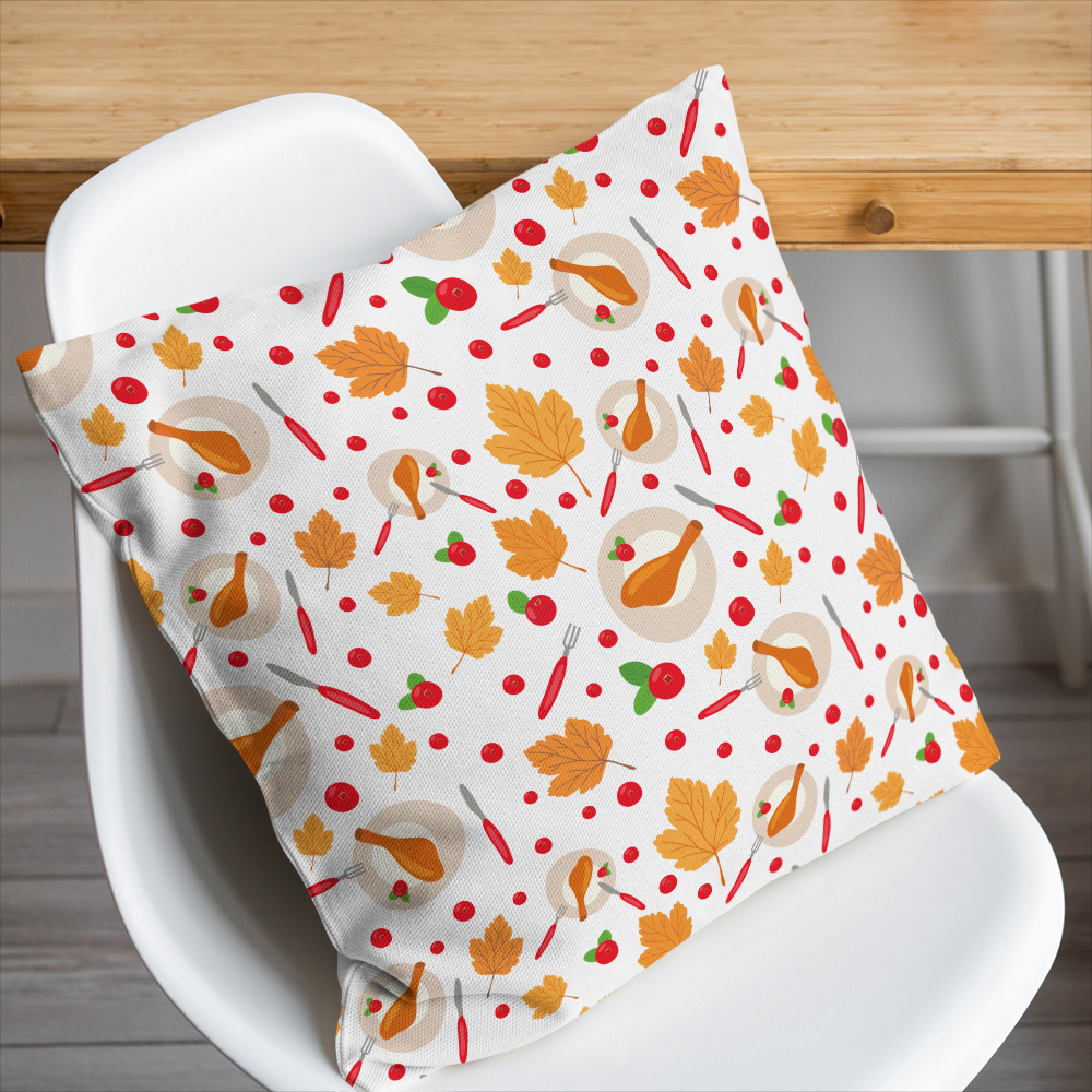 Throw Pillow – Thanksgiving Feast Harvest Pattern