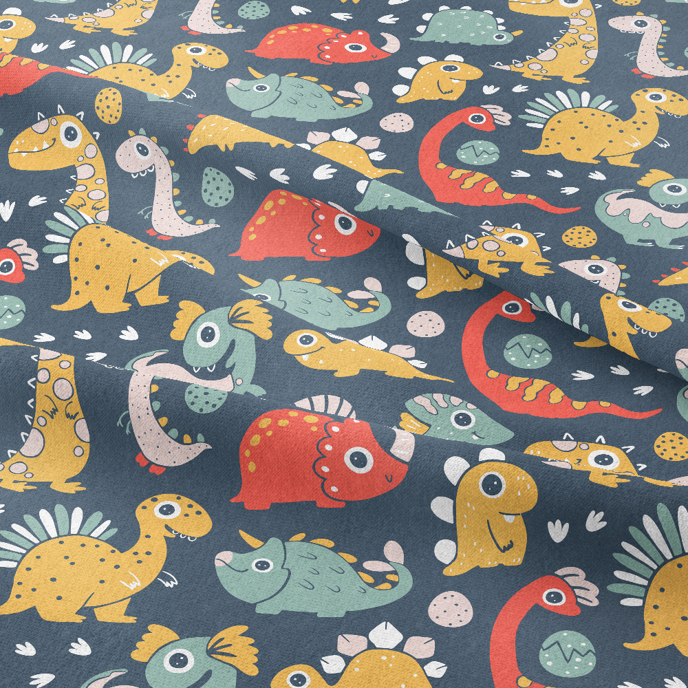 Colorful Cartoon Dinosaurs Fabric - Custom Print Fabrics
