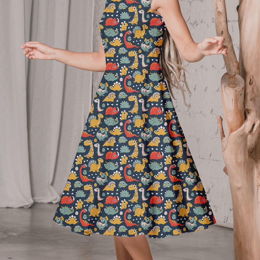 Colorful Cartoon Dinosaurs Fabric - Custom Print Fabrics
