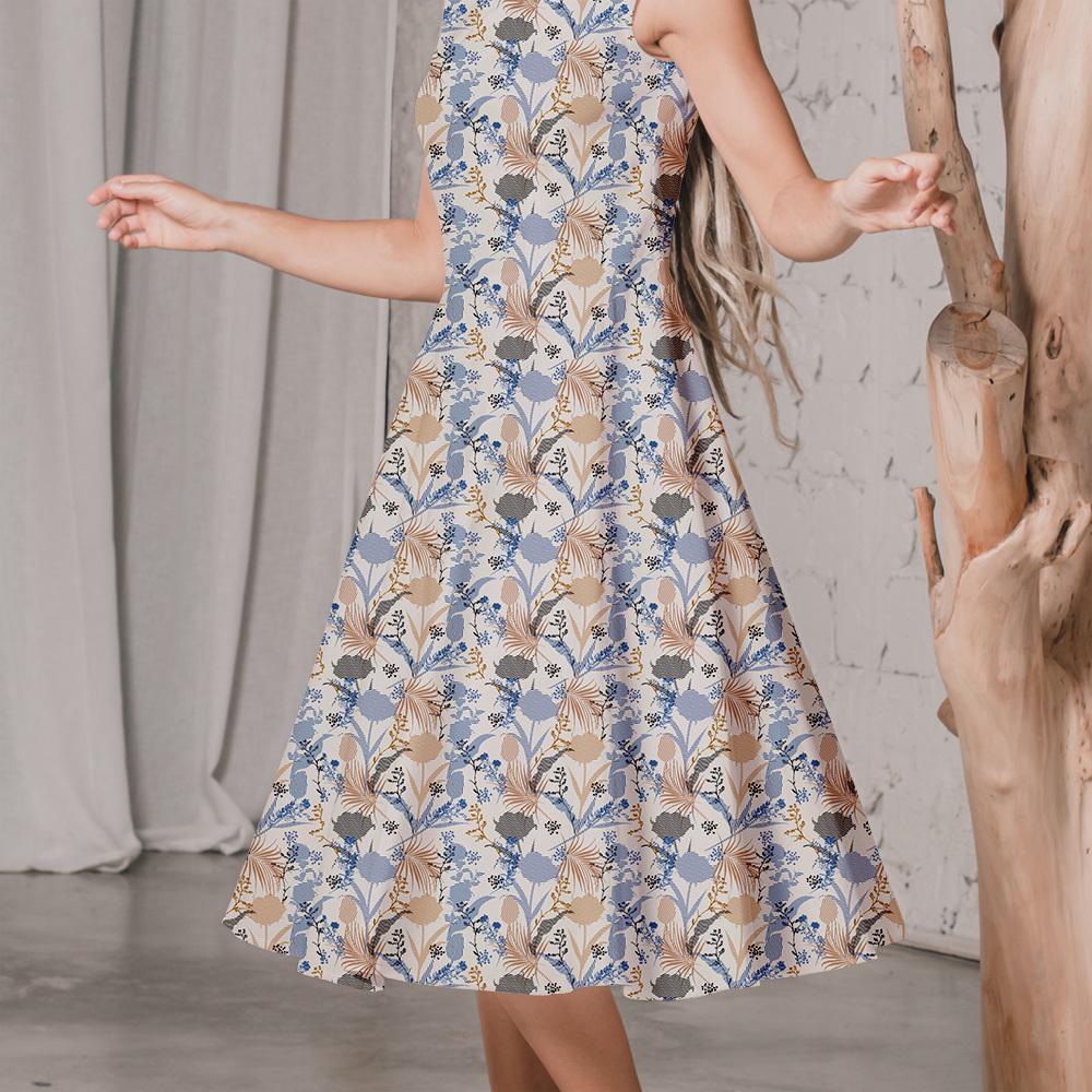 Beautiful Vintage Botanic Silhouette Floral Seamless Pattern – Custom Print Fabrics