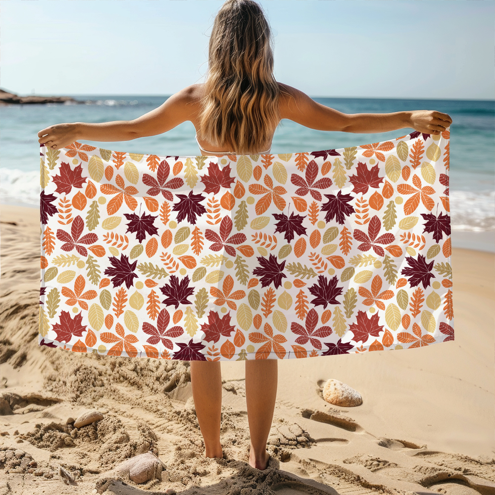 Beach Towel – Classic Thanksgiving Feast Pattern with Turkey and Pumpkin Pie