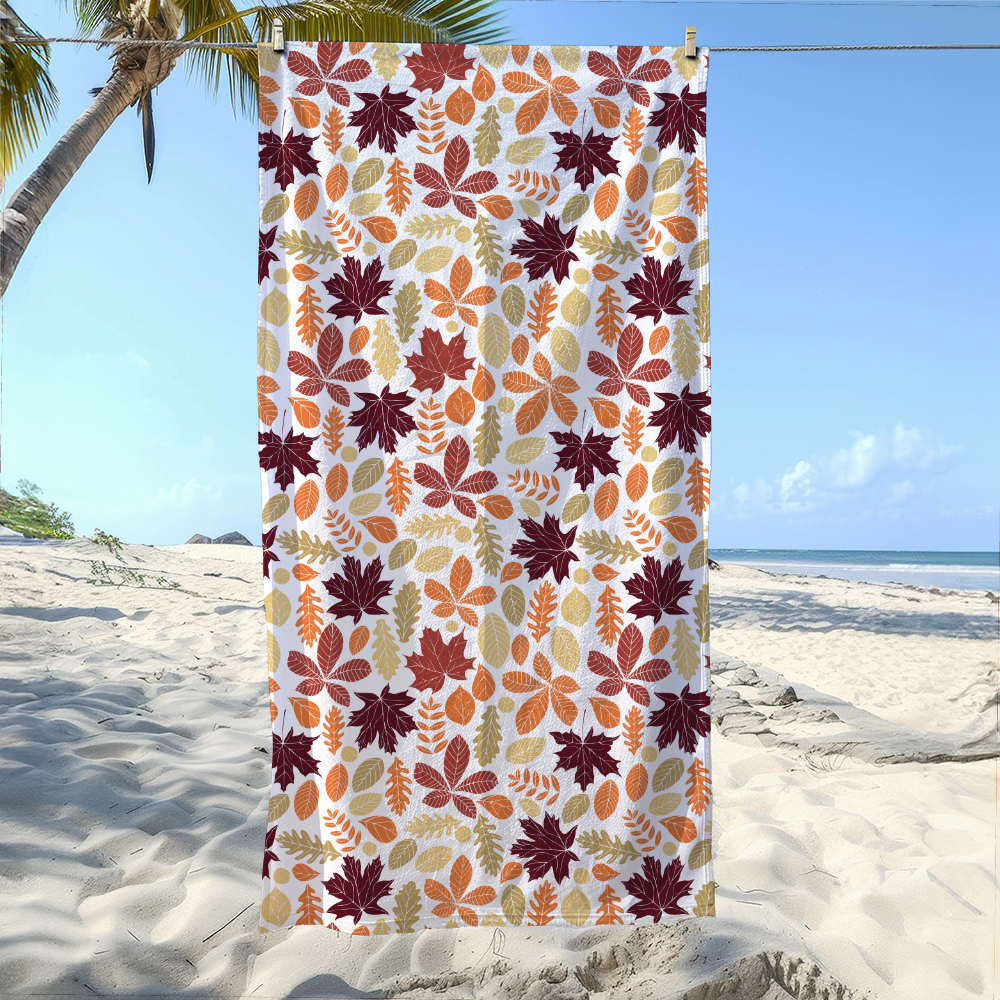 Beach Towel – Classic Thanksgiving Feast Pattern with Turkey and Pumpkin Pie