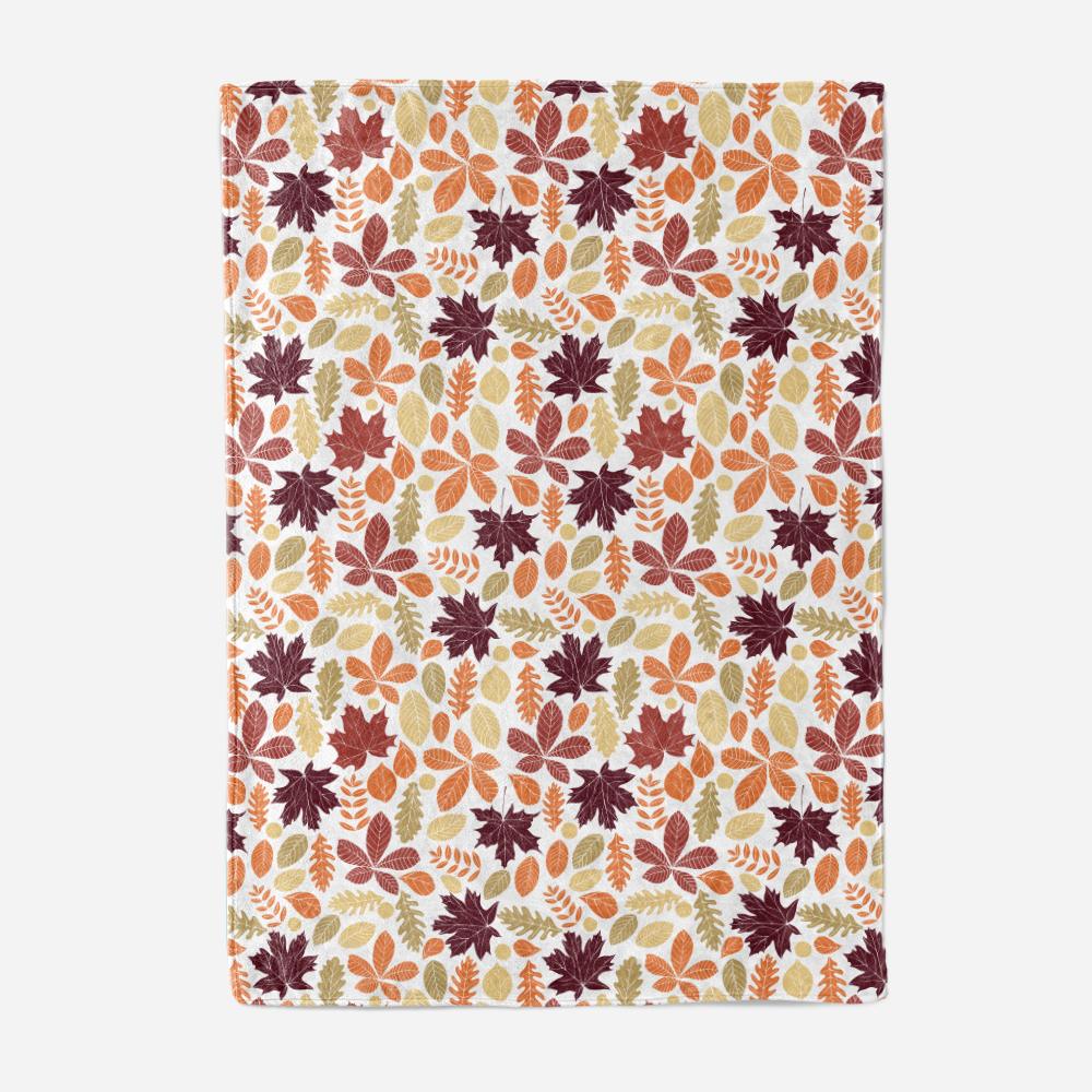 Throw Blanket – Woodcut Inspired Fall Foliage Pattern with Rich Texture