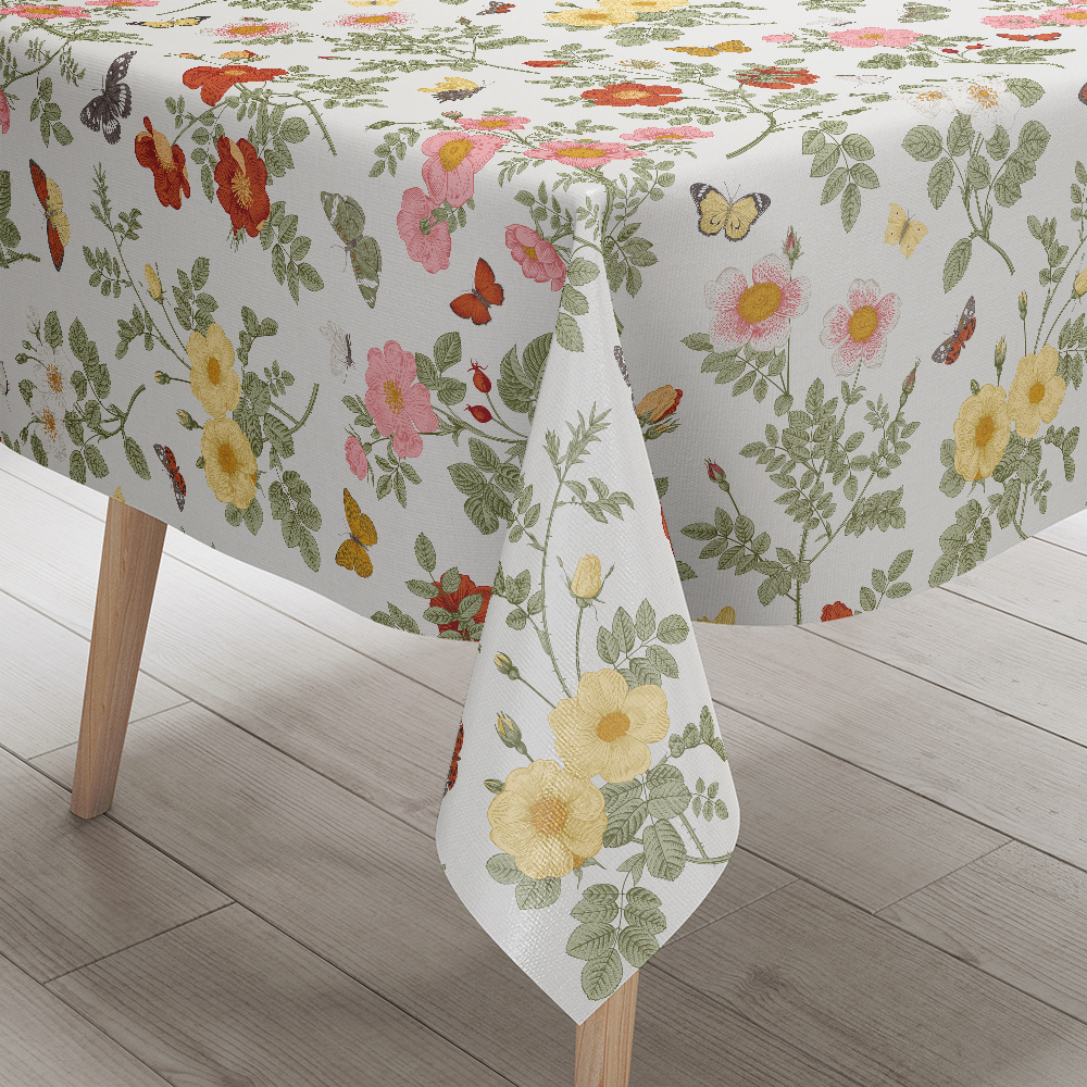 Tablecloth – Whimsical Butterfly and Rose Bloom Design for Festive Tables