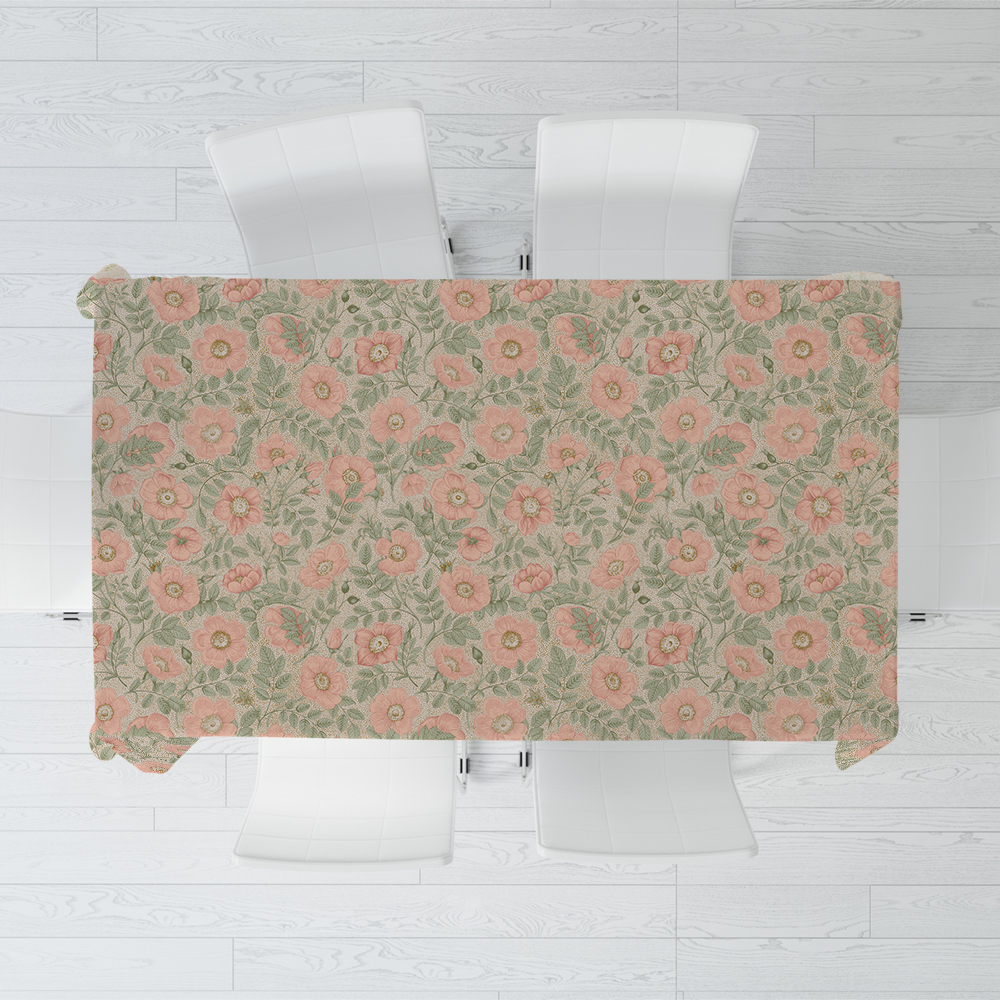 Tablecloth – Whimsical Countryside Floral Print with Delicate Pink Blooms