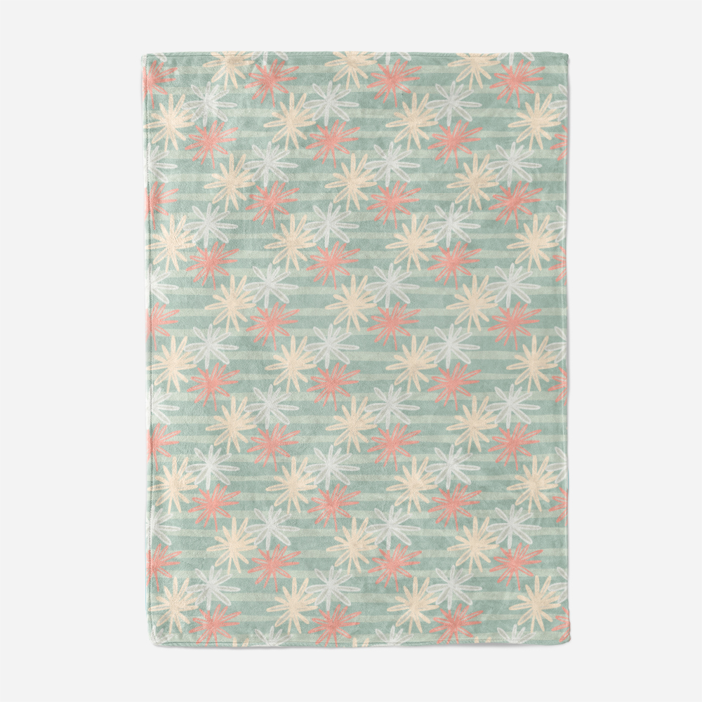 Throw Blanket – Chic Parisian Interior Design Striped Pattern with Floral Motif