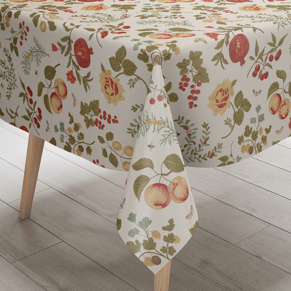 Tablecloth – Rustic Farmhouse Fruit and Berry Pattern for Country Kitchen