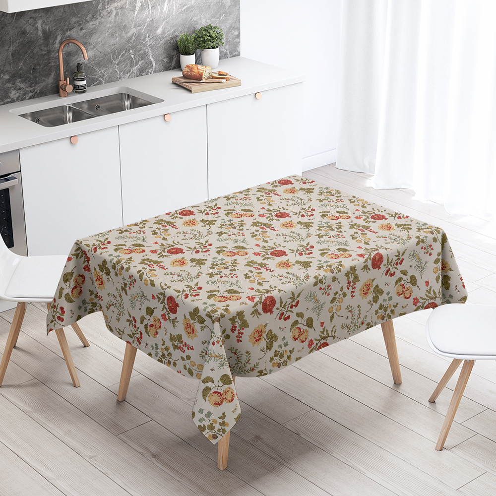 Tablecloth – Rustic Farmhouse Fruit and Berry Pattern for Country Kitchen