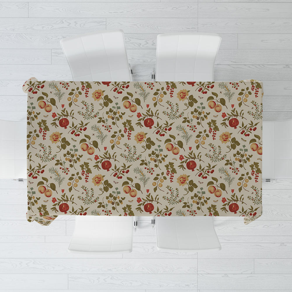 Tablecloth – Rustic Farmhouse Fruit and Berry Pattern for Country Kitchen