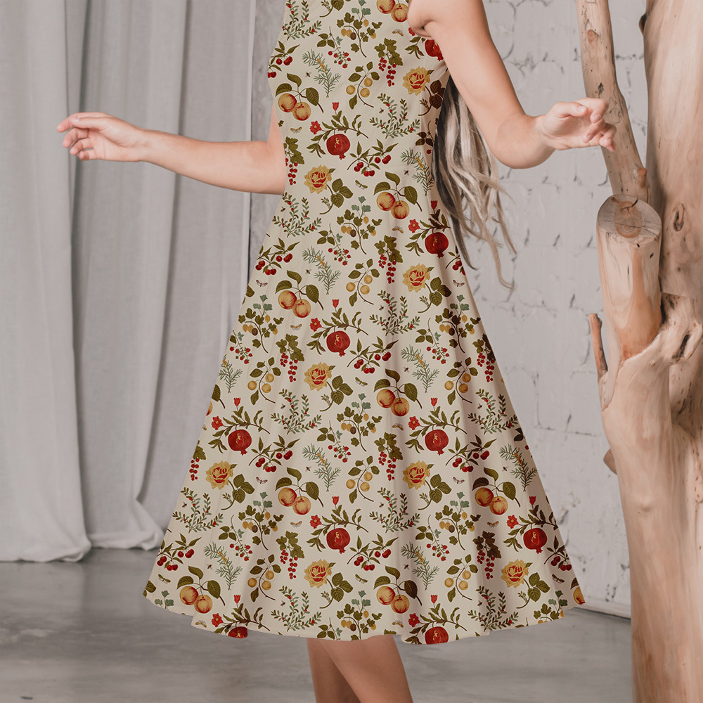 Autumn Fruit, Berry, and Floral Pattern – Custom Print Fabrics