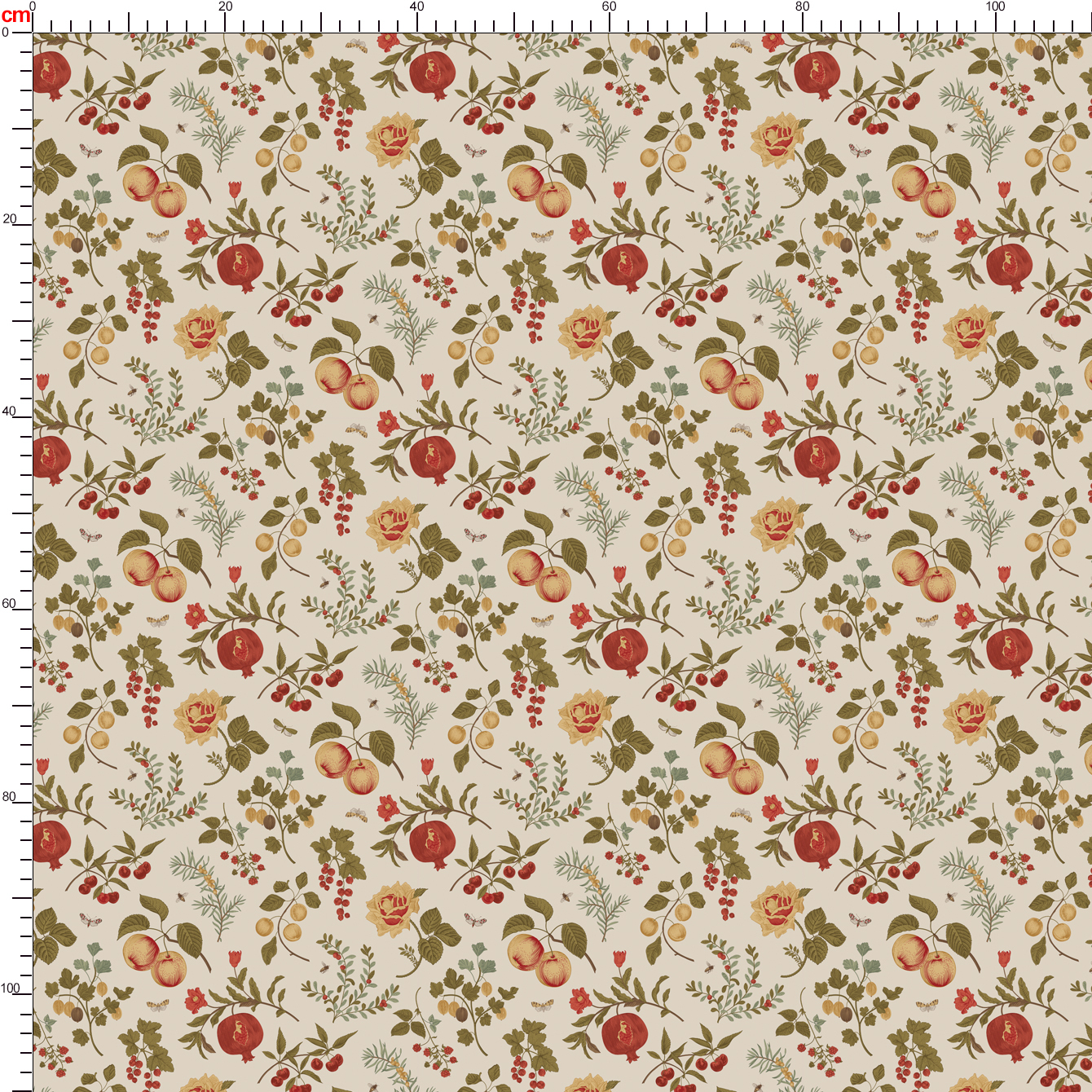 Autumn Fruit, Berry, and Floral Pattern – Custom Print Fabrics