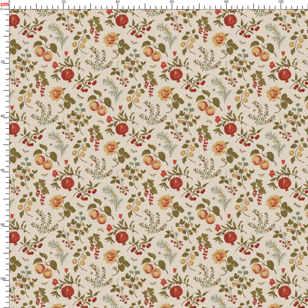 Autumn Fruit, Berry, and Floral Pattern – Custom Print Fabrics