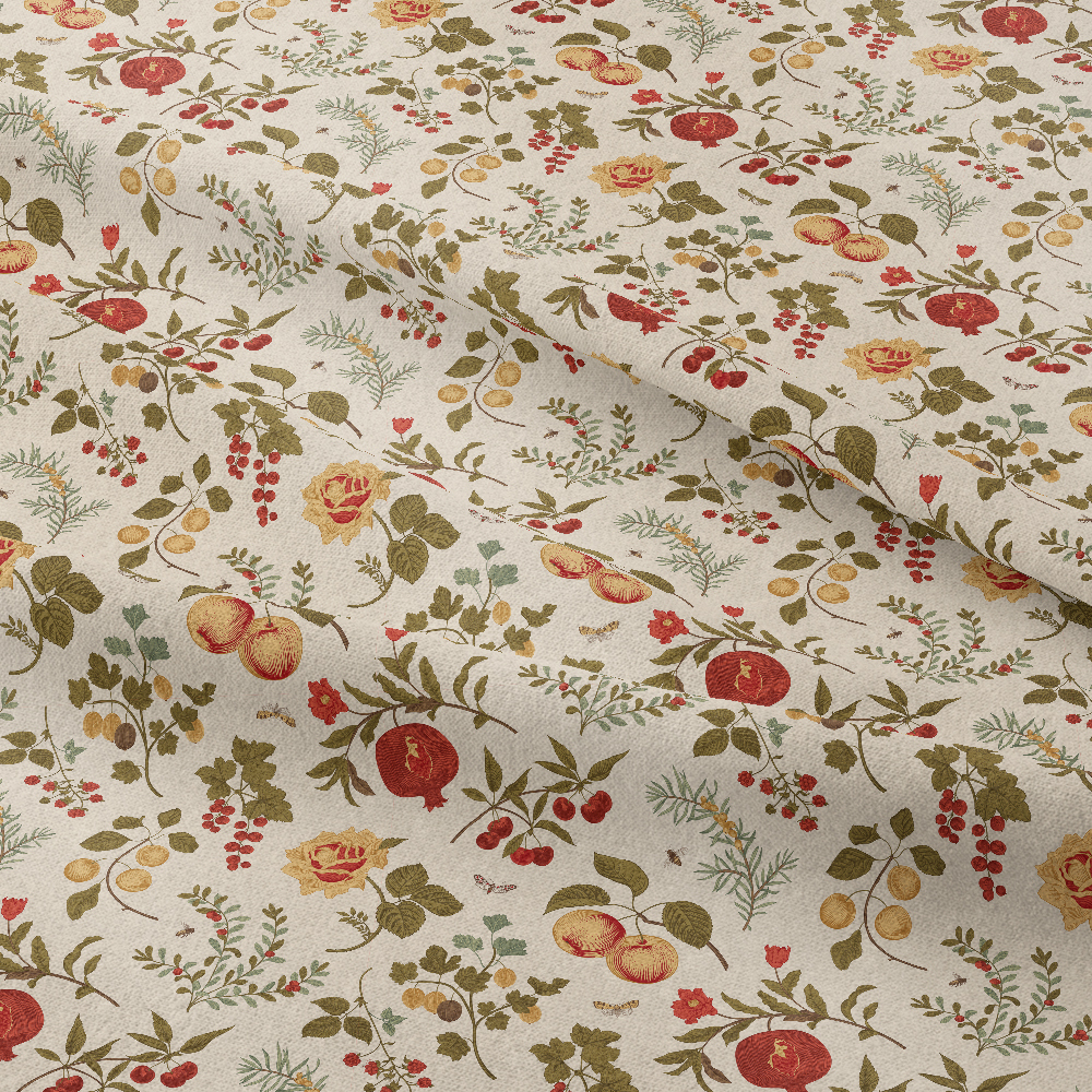 Autumn Fruit, Berry, and Floral Pattern – Custom Print Fabrics