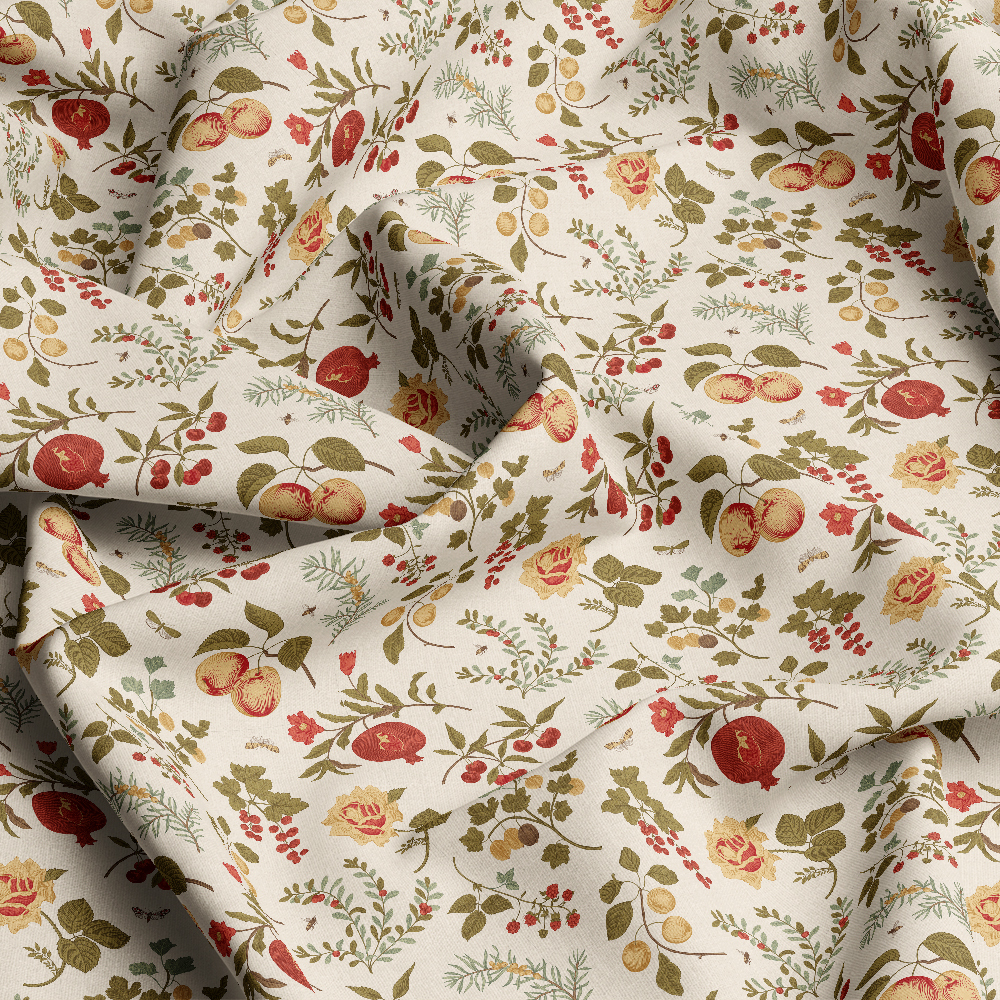 Autumn Fruit, Berry, and Floral Pattern – Custom Print Fabrics