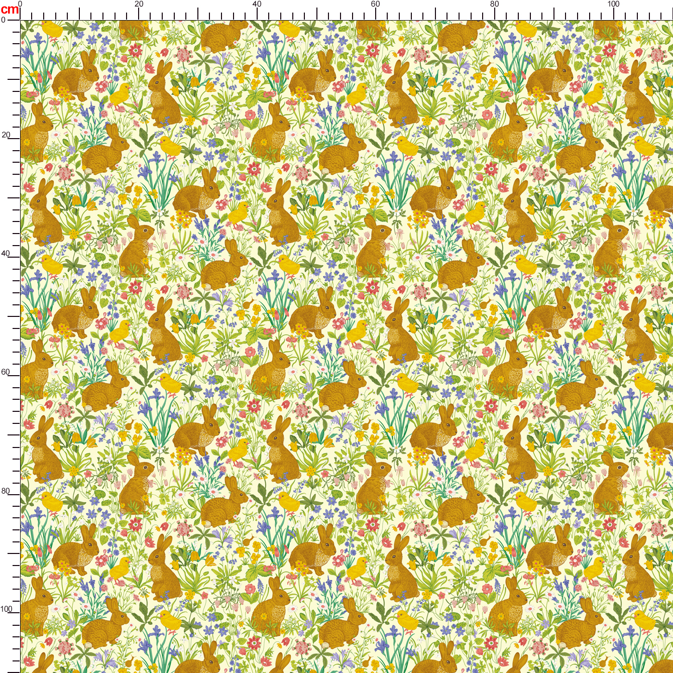 Vintage Meadow Flower and Bunny Pattern – Custom Print Fabrics