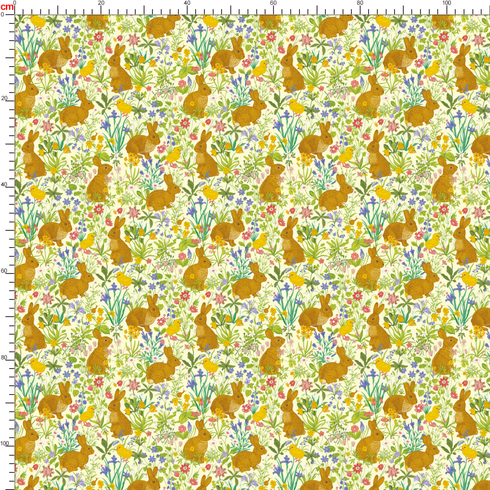 Vintage Meadow Flower and Bunny Pattern – Custom Print Fabrics