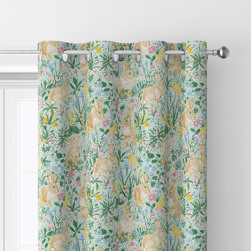Curtain – Vintage Bunny Meadow Floral Print