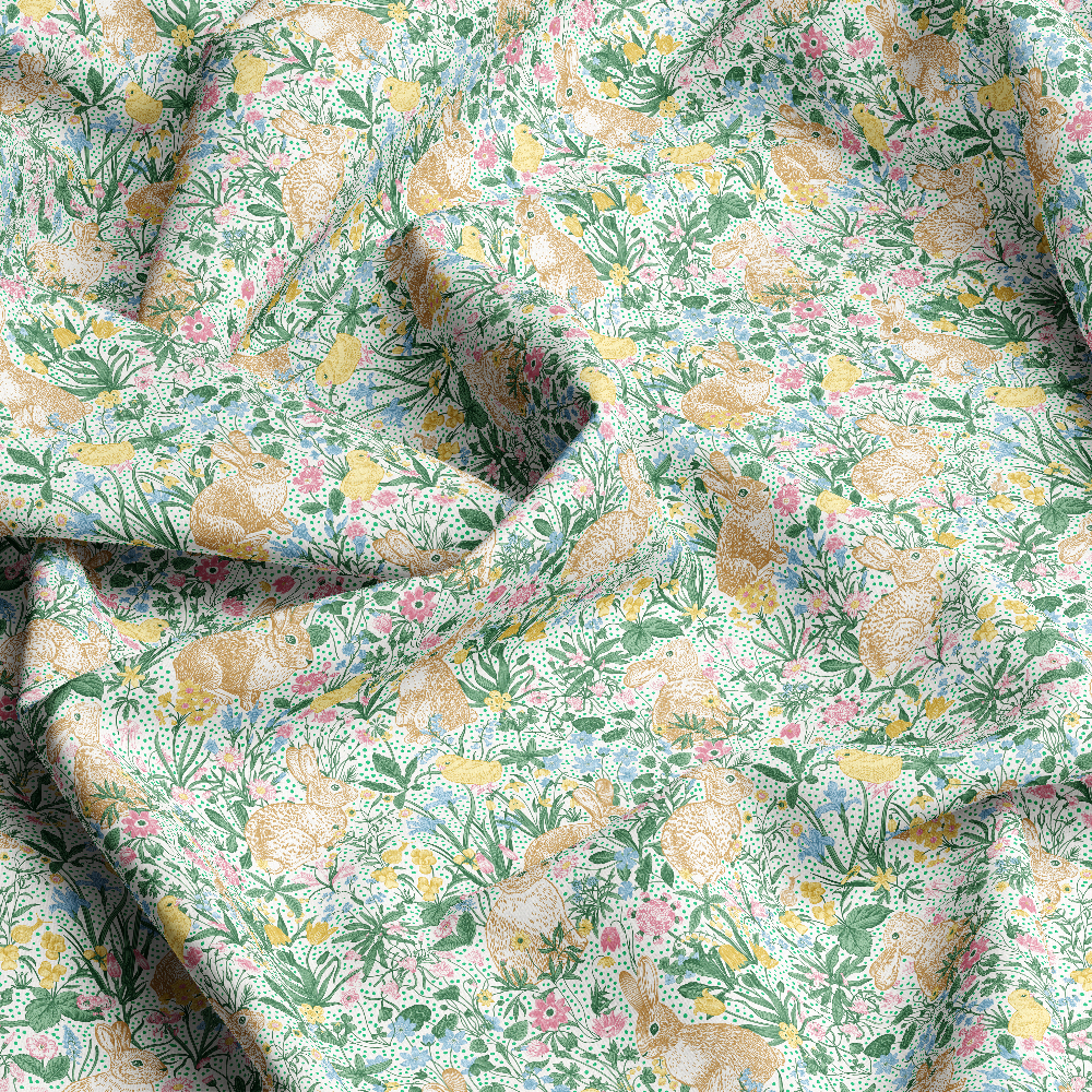 Vintage Farm Animals and Meadow Flower Pattern – Custom Print Fabrics