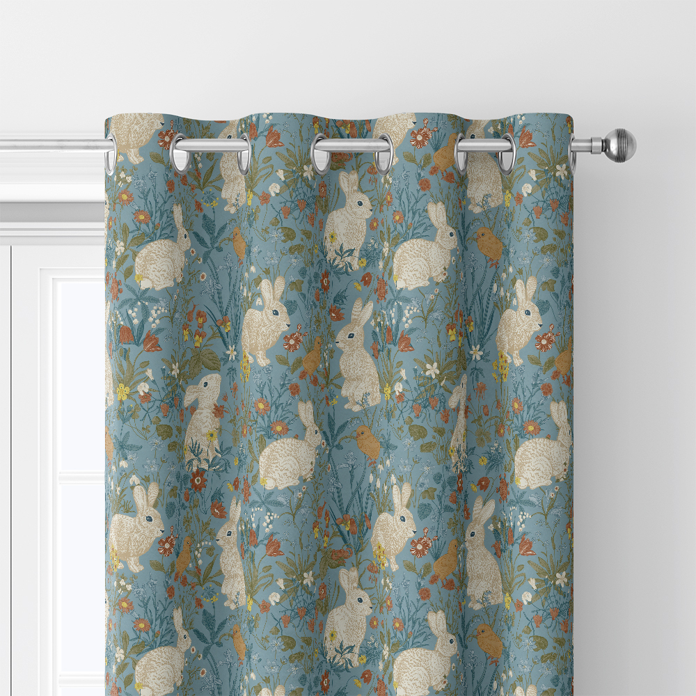 Curtain – Vintage Bunny Meadow Floral Print