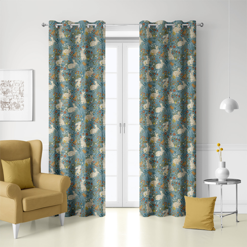 Curtain – Vintage Bunny Meadow Floral Print